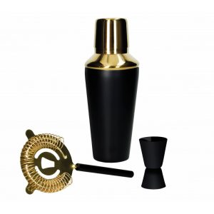 CONJUNTO DE COCKTAIL PRETO MATE 3 Peças INOX