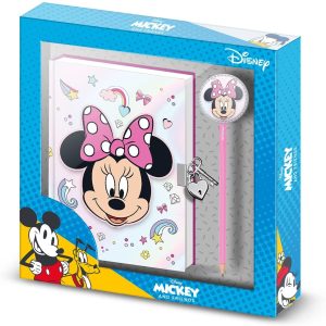 Conjunto diário com chave e lápis Minnie Laugh